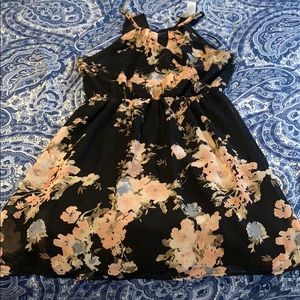 Black floral chiffon dress... great condition sz S